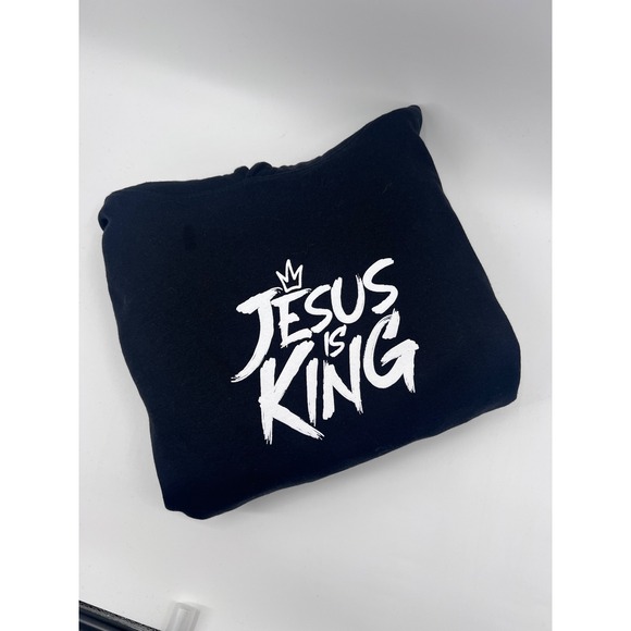 Gods Love Overcomes Other - Gods‎ Love Overcomes Jesus is King Black Hoodie Sweatshirt 2X